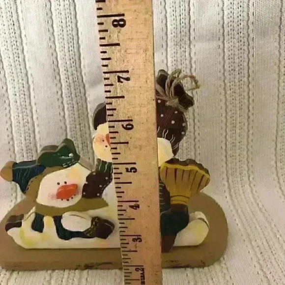 VTG 90s 80s Christmas Snowman Stand ornament about 7"  country primitive - Picture 2 of 3
